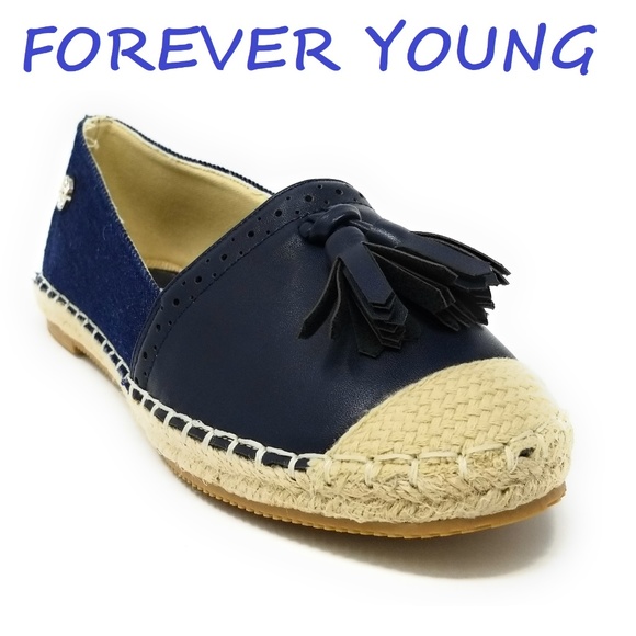 Forever Young Shoes - Women Espadrille Flats with Tassels, E-2602, Navy